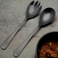 ŁYŻKI DŁUGIE SZTUĆCE DO SAŁAT SAŁATEK WIDELEC ŁYŻKA ZESTAW 2SZT CZARNE