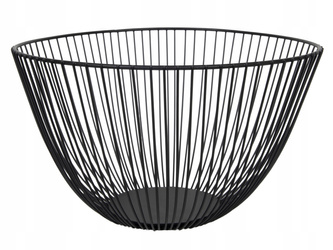 KOSZYK na owoce warzywa METALOWY druciany 26,5 cm okrągły CZARNY misa LOFT