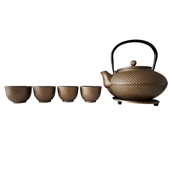 CZAJNIK ŻELIWNY 1,5L IMBRYK 4x CZARKI PODKŁADKA ZAPARCZ DO HERBATY SITKO