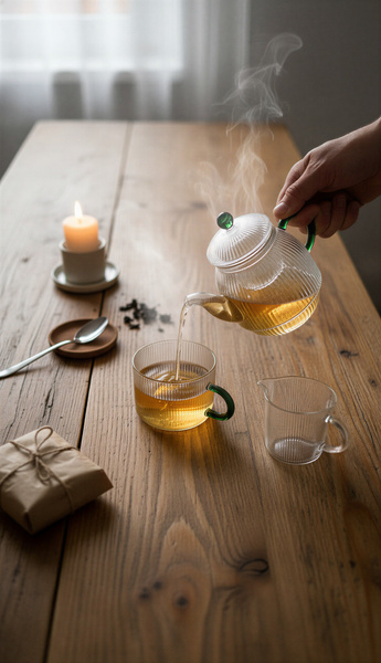 CZAJNIK DZBANEK Z ZAPARZACZEM 0,5L Z FILIŻANA 250ml ZESTAW DO HERBATY SZKŁO