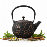 CZAJNIK ŻELIWNY IMBRYK 1,8L ZAPARZACZ DO HERBATY Z MIEDZIANYMI AKCENTAMI