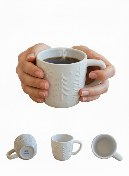 KUBEK 300 ML ZIMOWY ŚWIĄTECZNY DECO, BEŻ DO GORĄCYCH NAPOJÓW ZMYWARKA