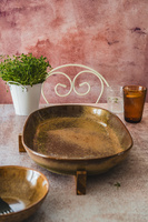 PÓLMISEK PATERA Z DREWNIANĄ POSTAWKĄ CERAMIKA DUŻY UNIKALNY WYGLĄD