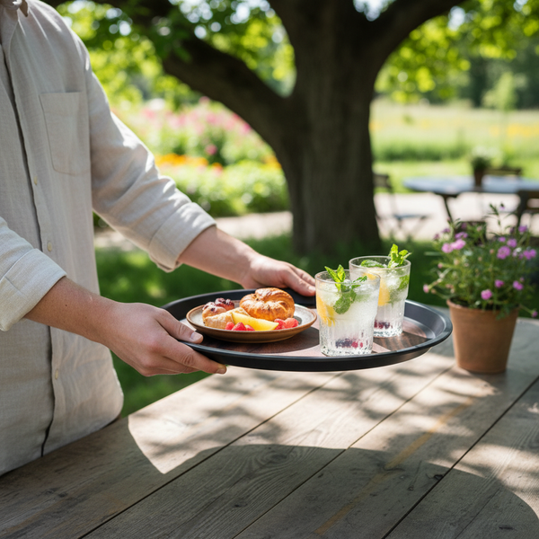 TACA KELNERSKA KUCHENNA ANTYPOSLIZGOWA CZARNA 41 cm DO SERWOWANIA PODAWANIA