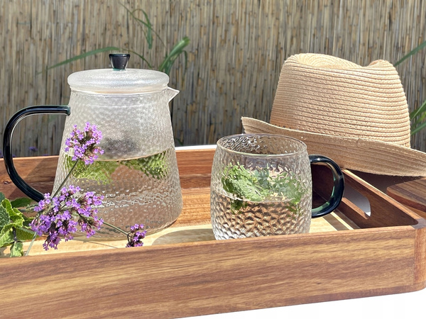 Żaroodporny szklany ZESTAW JACK zaparzacz + 2 szklanki ZIELONY