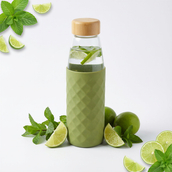 BIDON BUTELKA SZKLANA NA WODĘ 0.5L POKROWIEC