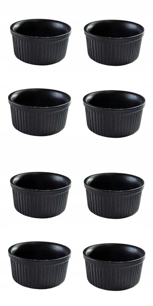 CERAMICZNE MISECZKI DO CRÈME BRÛLÉE 8SZT + OPALARKA CZARNA ZESTAW