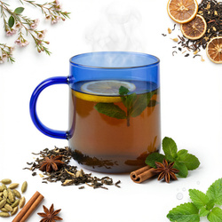 SZKLANKA SZKLANA  KUBEK DO KAWY I HERBATY 310 ml. 8,7 cm BŁĘKIT