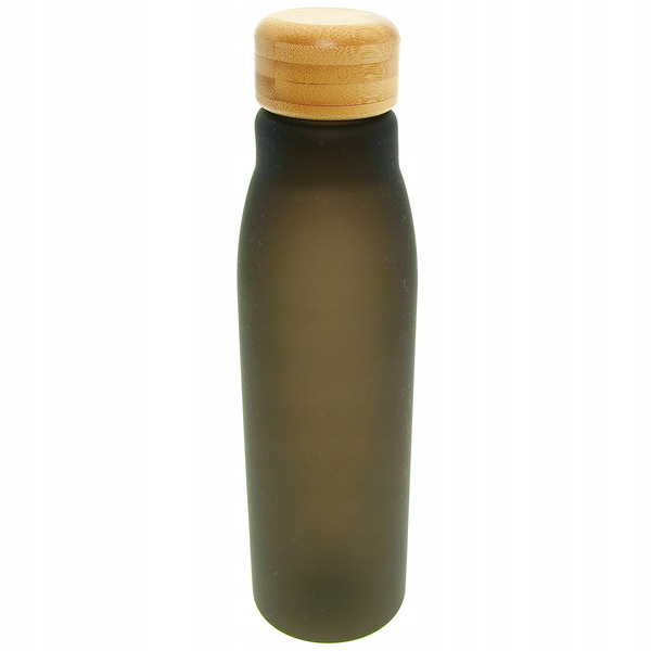 BUTELKA SZKLANA BIDON DO WODY NA SIŁOWNIE EKO 600 ML ZAKRĘTKA BAMBUSOWA