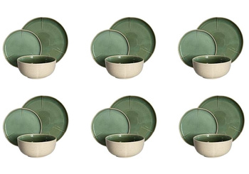 SERWIS OBIADOWY ŚNIADANIOWY 18el  ZESTAW TALERZY DLA 6 OSÓB ZEN MINT