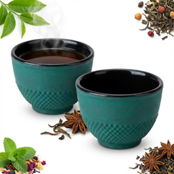 CZARKI ŻELIWNE 2x ZESTAW ŻELIWNY DO HERBATY FILIŻANKI DO NAPARÓW