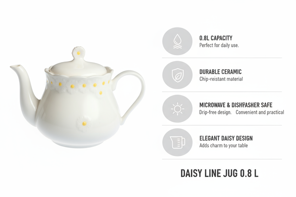 DZBANEK DO KAWY HERBATY CERAMICZNY 0.8L ELEGANCKI I FUNKCJONALNY DAISY LINE