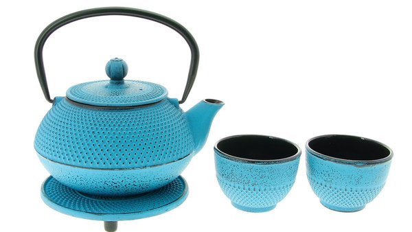 IMBRYK ŻELIWNY 2x CZARKI PODSTAWKA ŻELIWNA