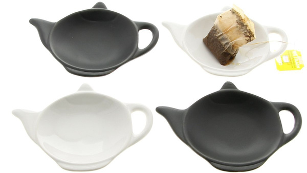 PODSTAWKA SPODEK NA TOREBKĘ HERBATY 4x PORCELANOWY