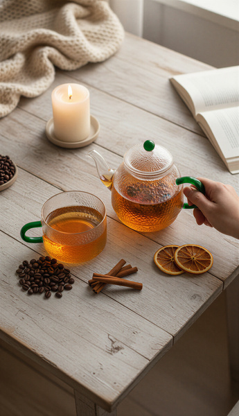 CZAJNIK DZBANEK Z ZAPARZACZEM 0,5L Z FILIŻANA 250ml ZESTAW DO HERBATY SZKŁO