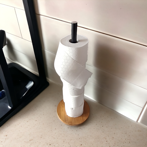 UCHWYT NA PAPIER TOALETOWY STOJĄCY DO WC 51 cm STOJAK METALOWY BAMBUOSOWY