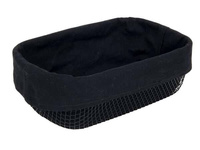 KOSZYK METALOWY CZARNY NA CHLEB PIECZYWO + WKŁAD Z TKANINY 28x18x9,5 cm