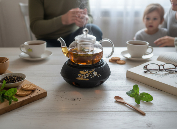 PODGRZEWACZ ŻELIWNY Ø 14,7 CM CZARNY DO UTRZYMANIA TEMPERATURY CZAJNIKA