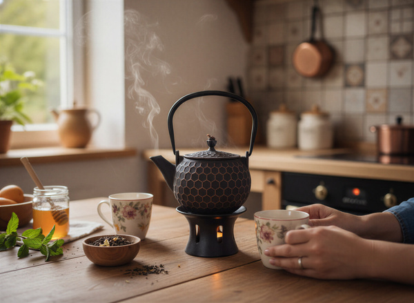 CZAJNIK ŻELIWNY IMBRYK PSZCZOŁKA 1,2 L ZAPARZACZ DO HERBATY + PODGRZEWACZ