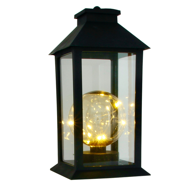 LAMPION LATARNIA CZARNA NA BATERIE KULA LED