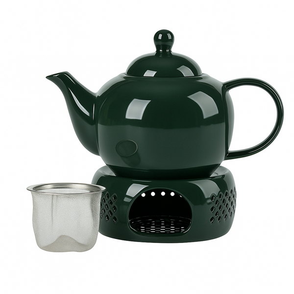 DZBANEK ZAPARZACZ CERAMICZNY DO HERBATY 1L Z PODWÓJNYM FILTREM I SITKIEM