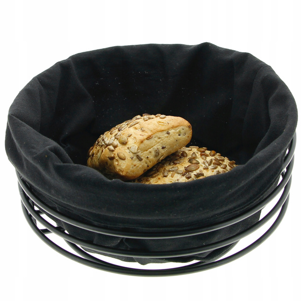 KOSZYK METALOWY NA CHLEB + WKŁAD Z TKANINY CZARNY
