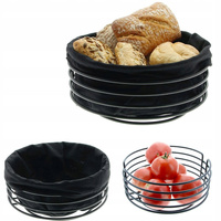 KOSZYK METALOWY NA CHLEB + WKŁAD Z TKANINY CZARNY