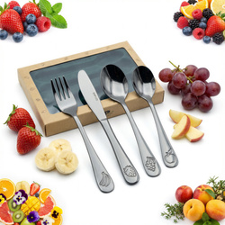 SZTUĆCE DLA DZIECI STALOWE KOMPLET 4 el. ŁYŻECZKA WIDELEC NÓŻ ŁYŻKA ZESTAW