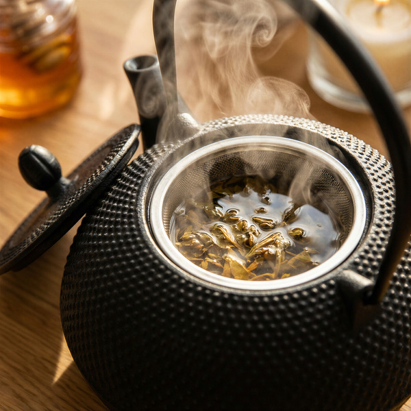 CZAJNIK ŻELIWNY IMBRYK 1.8L DUŻY CZARNY DO HERBATY + ZAPARZACZ STALOWY