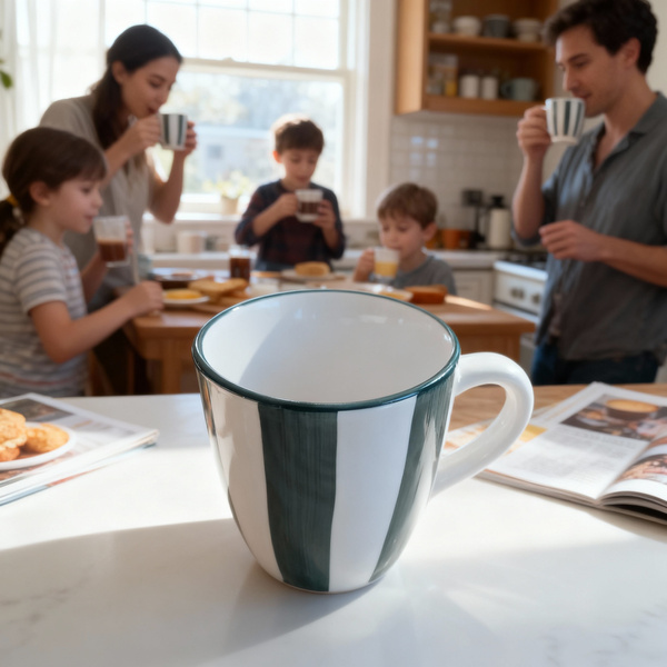 KUBEK 350ML DO ŚWIĄTECZNY CERAMIKA ZIELONO-BIAŁY, ZMYWARKA