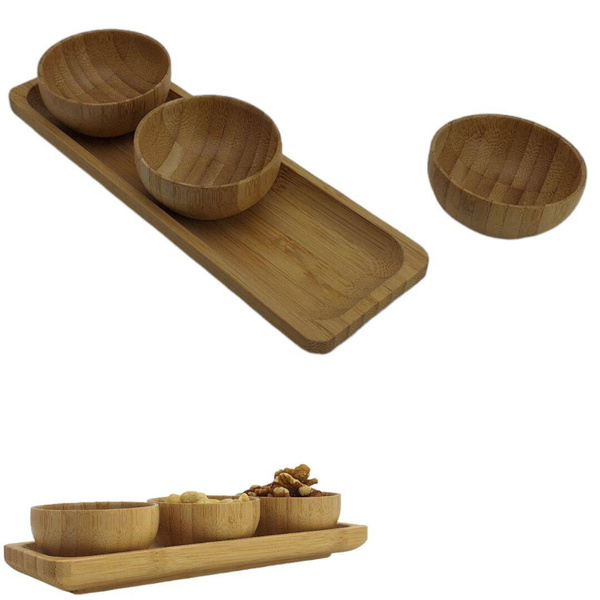 MISECZKI POJEMNIKI DO SOSU DIPÓW ORZECHÓW PRZEKĄSEK ZESTAW 3 szt. BAMBUSOWE