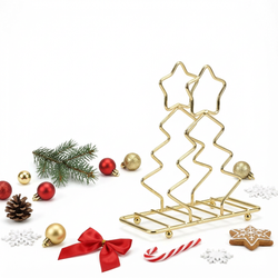 SERWETNIK CHOINKA POJEMNIK NA SERWETKI ZŁOTY STOJAK  STALOWY 18×16,5 CM