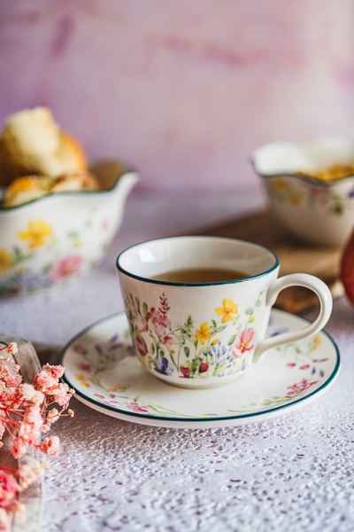 Filiżanka ze spodkiem PANI KWIATEK ceramiczna 250ml