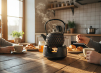 CZAJNIK ŻELIWNY IMBRYK 1,2 L ZAPARZACZ DO HERBATY I ZIÓŁ + PODGRZEWACZ