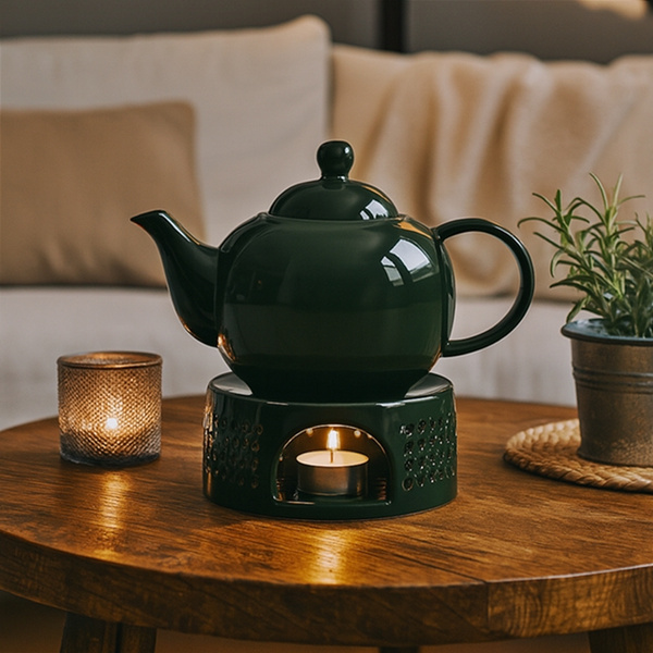 DZBANEK ZAPARZACZ CERAMICZNY DO HERBATY 1L Z PODWÓJNYM FILTREM I SITKIEM