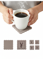 PODKŁADKA POD KUBEK SZKLANKĘ FILCOWA PODSTAWKA ZESTAW 4 BEŻOWE 10×10 CM