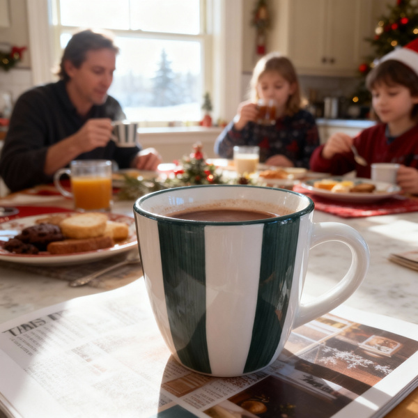 KUBEK 350ML DO ŚWIĄTECZNY CERAMIKA ZIELONO-BIAŁY, ZMYWARKA