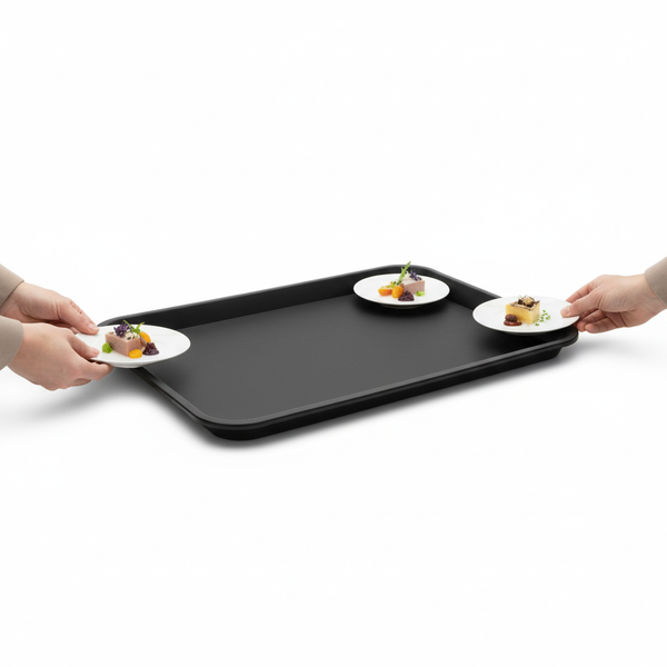 TACA KUCHENNA KELNERSKA CZARNA ANTYPOŚLIZGOWA 45,5×35,5×2 CM PROSTOKĄTNA