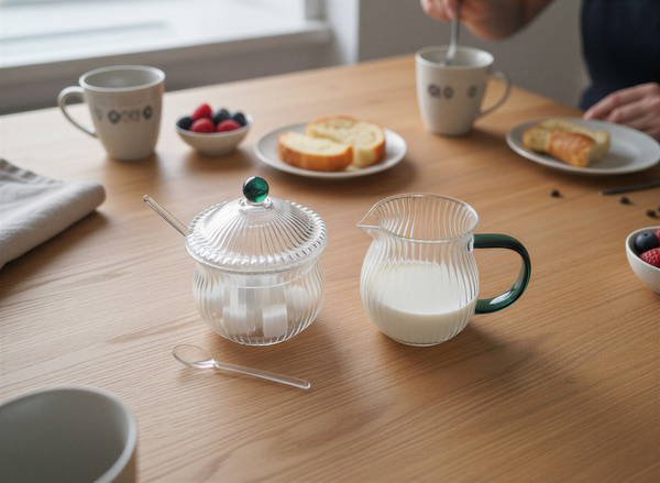 MLECZNIK CUKIERNICZKA ZESTAW CUKIERNICA POJEMNIK NA CUKIER DZBANUSZEK MLEKO