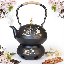 CZAJNIK ŻELIWNY IMBRYK 1L + ZAPARZACZ SITKO DO HERBATY I ZIÓŁ + PODGRZEWACZ