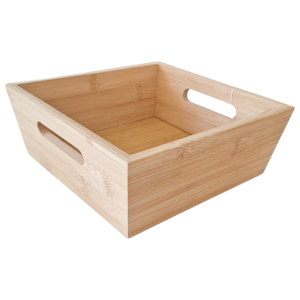 TACA BAMBUSOWA SKRZYNKA KWADRATOWA ORGANIZER Z DREWNA PUDEŁKO 25x25x7,5 cm
