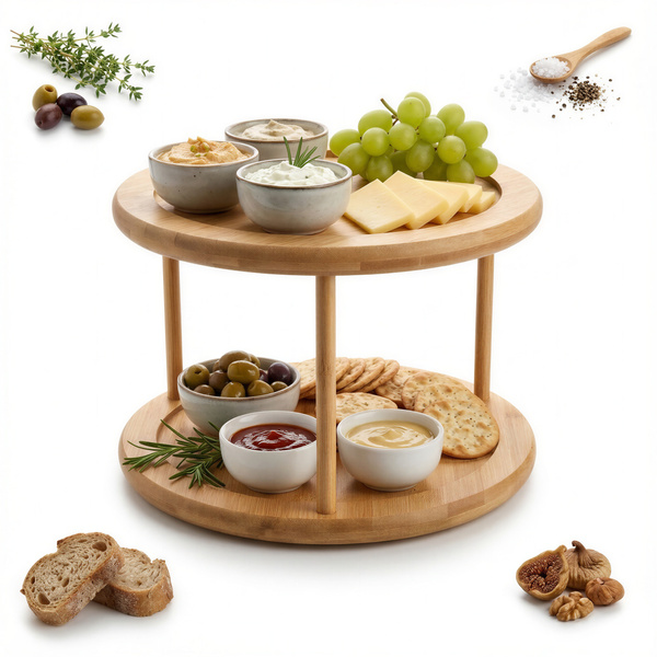 PATERA OBROTOWA BAMBUSOWA TALERZ DO SERWOWANIA