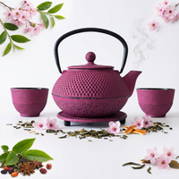 CZAJNIK IMBRYK ŻELIWNY 0,8L ZAPARZACZ SITKO DO HERBATY +2 CZARKI +PODKŁADKA