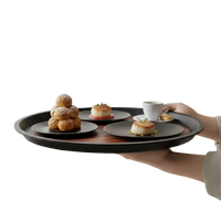 TACA KUCHENNA KELNERSKA ANTYPOŚLIZGOWA IMITACJA DREWNA BRĄZ OKRĄGŁA 36 cm