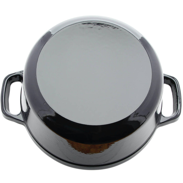 GARNEK ŻELIWNY 4.5L EMALIOWANY Z POKRYWKĄ GAR CZARNY RONDELEK SOLIDNY