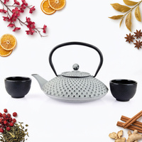 CZAJNIK 1,25L ZAPARZACZ ŻELIWNY 2x CZARKI ZESTAW