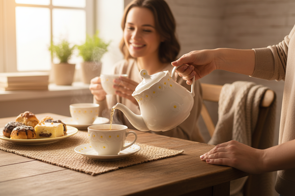 DZBANEK DO KAWY HERBATY CERAMICZNY 0.8L ELEGANCKI I FUNKCJONALNY DAISY LINE