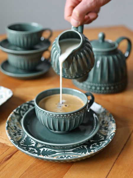 Ceramiczny DZBANEK DO ŚMIETANKI linia MOSAIQUE OLIVE mlecznik 200ml