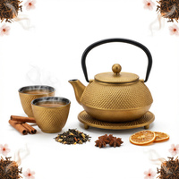 CZAJNIK IMBRYK ZAPARZACZ ŻELIWNY 0,8L ZESTAW DO HERBATY 2 CZARKI PODKŁADKA