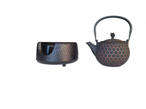 CZAJNIK ŻELIWNY IMBRYK 1,2 L ZAPARZACZ DO HERBATY I ZIÓŁ + PODGRZEWACZ